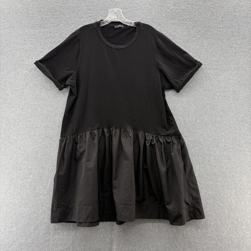 Ruti Dress XL Black Zero Effort Drop Waist T Shirt Swing Midi Casual Pockets